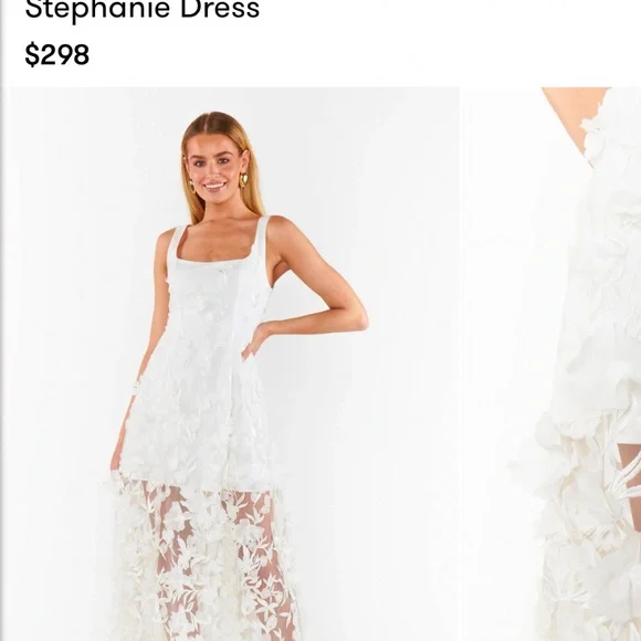 3d Floral White Dress - Picture 2 of 3